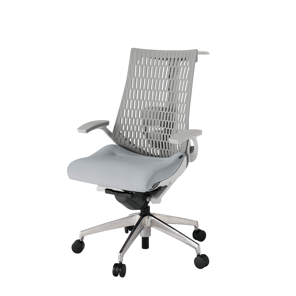 アクト2 KJ425SAHZNT7T6 エラストマバック テクスチャード ランバーサポート 固定肘 ハンガーナイロンキャスター [ ベースカラー: ZN 張地カラー: T7T6 / ホワイトグレー  ]