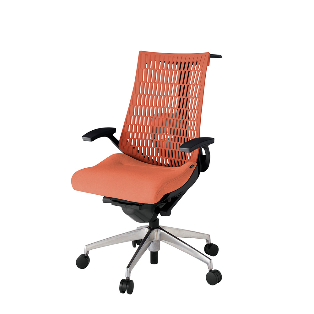 アクト2 KJ425SAHZTD4D4 エラストマバック テクスチャード ランバーサポート 固定肘 ハンガーナイロンキャスター [ ベースカラー: ZT 張地カラー: D4D4 / パーシモオレンジ  ]