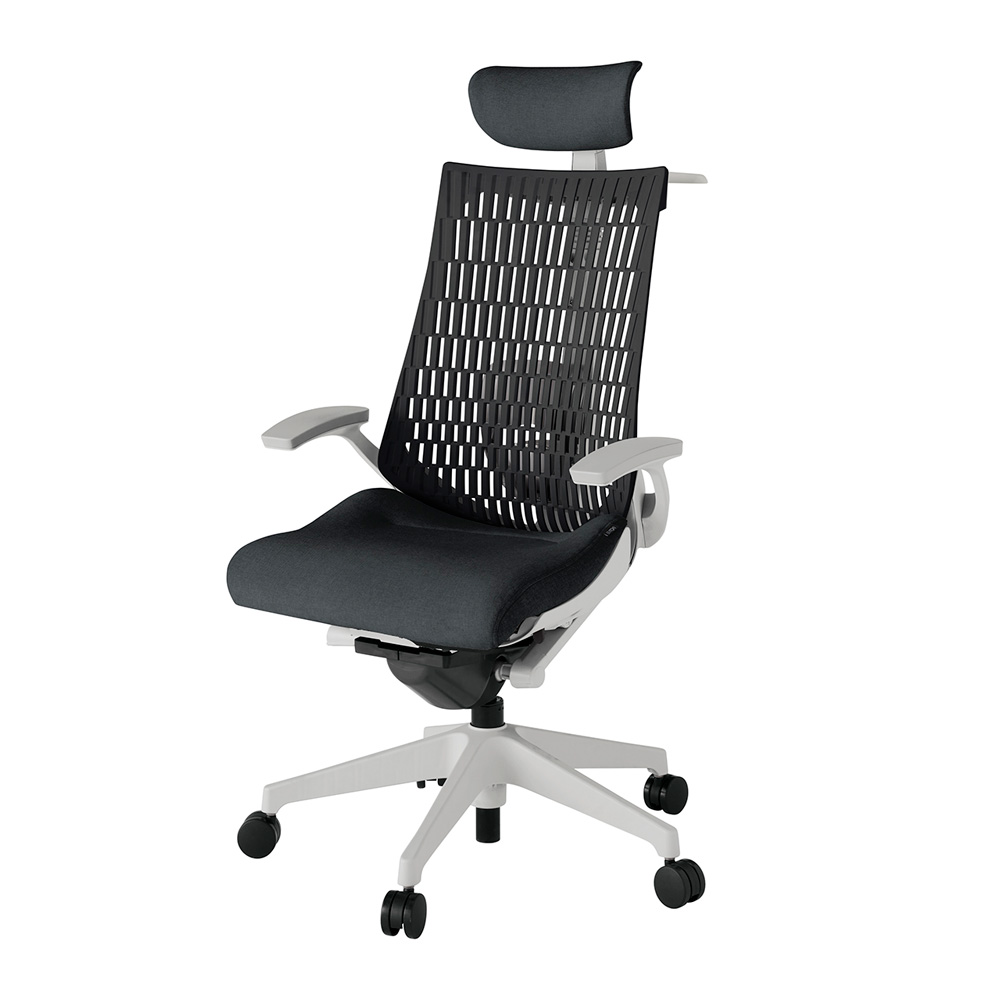 アクト2 KJ425SAXGNT1T1 エラストマバック テクスチャード ランバーサポート 固定肘 ヘッドサポート ( クロス ) ハンガー ナイロンキャスター [ ベースカラー: GN 張地カラー: T1T1 / ブラック  ]