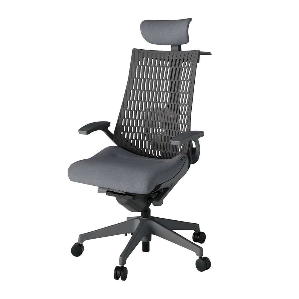 アクト2 KJ425SAXW2T3W2 エラストマバック テクスチャード ランバーサポート 固定肘 ヘッドサポート ( クロス ) ハンガー ナイロンキャスター [ ベースカラー: W2 張地カラー: T3W2 / ダークグレー  ]