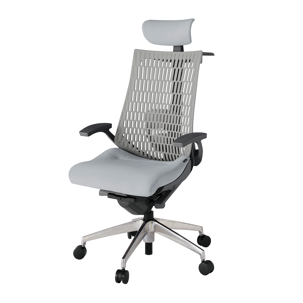 アクト2 KJ425SAXZDT7T6 エラストマバック テクスチャード ランバーサポート 固定肘 ヘッドサポート ( クロス ) ハンガー ナイロンキャスター [ ベースカラー: ZD 張地カラー: T7T6 / ホワイトグレー  ]