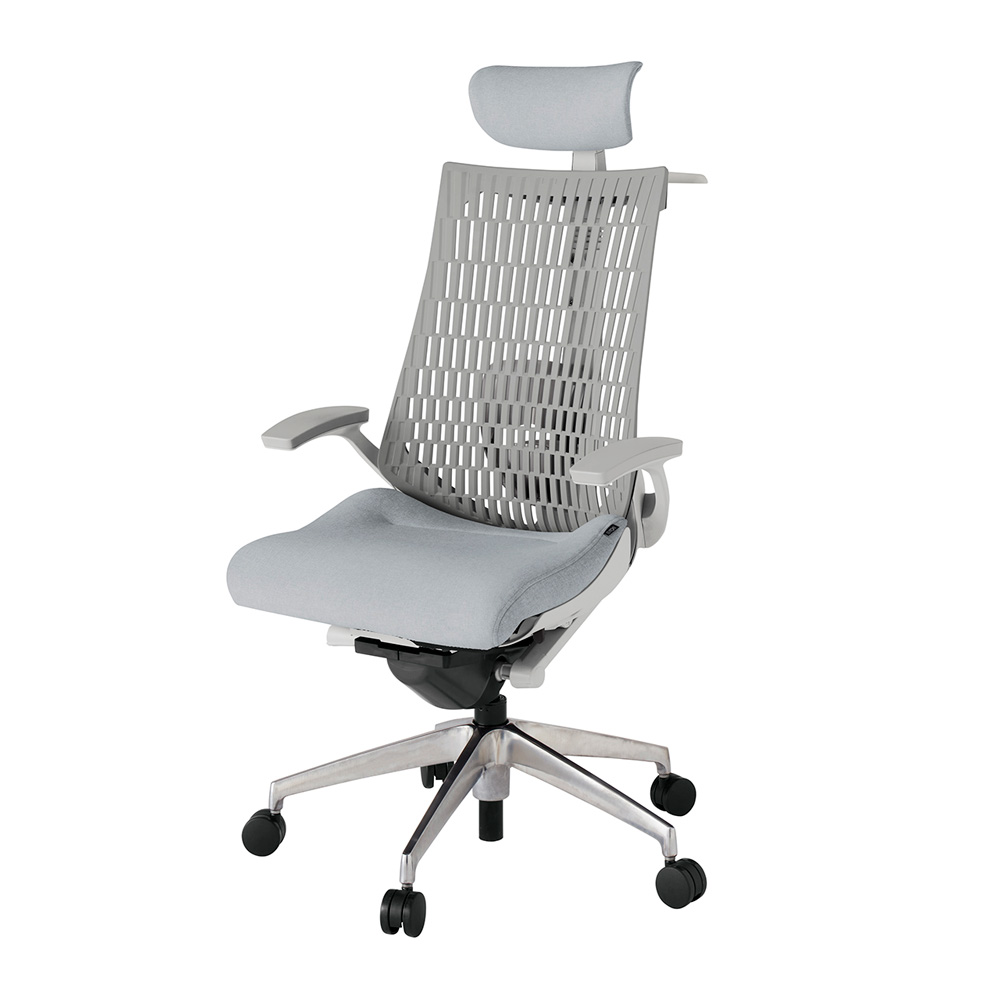 アクト2 KJ425SAXZNT7T6 エラストマバック テクスチャード ランバーサポート 固定肘 ヘッドサポート ( クロス ) ハンガー ナイロンキャスター [ ベースカラー: ZN 張地カラー: T7T6 / ホワイトグレー  ]