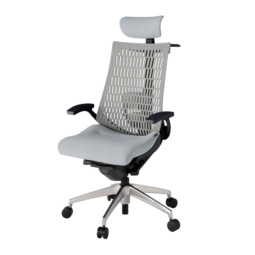 アクト2 KJ425SAXZTT7T6 エラストマバック テクスチャード ランバーサポート 固定肘 ヘッドサポート ( クロス ) ハンガー ナイロンキャスター [ ベースカラー: ZT 張地カラー: T7T6 / ホワイトグレー  ]