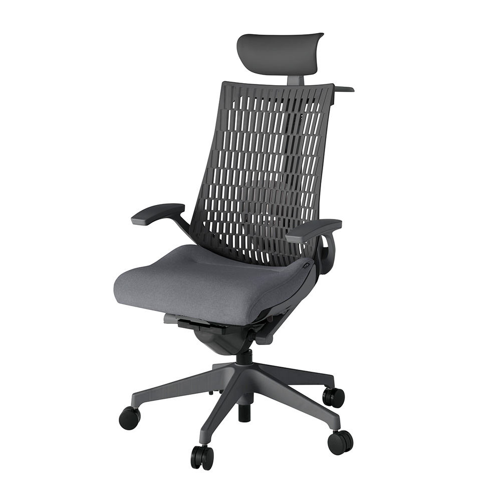 アクト2 KJ425SAYW2T3W2 エラストマバック テクスチャード ランバーサポート 固定肘 ヘッドサポート ( ビニール ) ハンガー ナイロンキャスター [ ベースカラー: W2 張地カラー: T3W2 / ダークグレー  ]