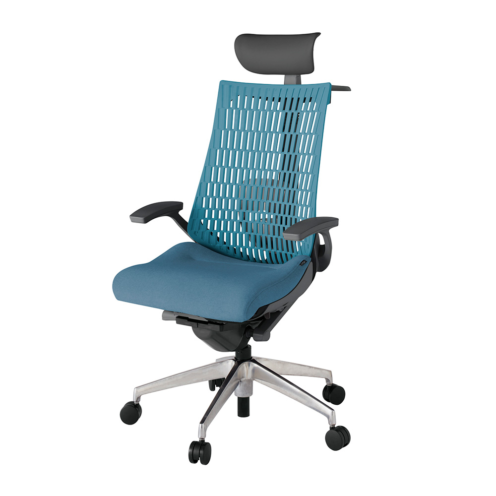 アクト2 KJ425SAYZDB4A4 エラストマバック テクスチャード ランバーサポート 固定肘 ヘッドサポート ( ビニール ) ハンガー ナイロンキャスター [ ベースカラー: ZD 張地カラー: B4A4 / ブルー  ]