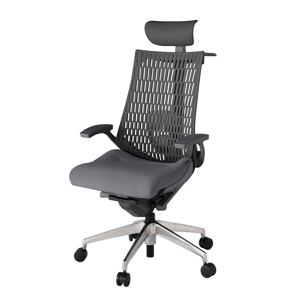 アクト2 KJ425SAYZDT3W2 エラストマバック テクスチャード ランバーサポート 固定肘 ヘッドサポート ( ビニール ) ハンガー ナイロンキャスター [ ベースカラー: ZD 張地カラー: T3W2 / ダークグレー  ]