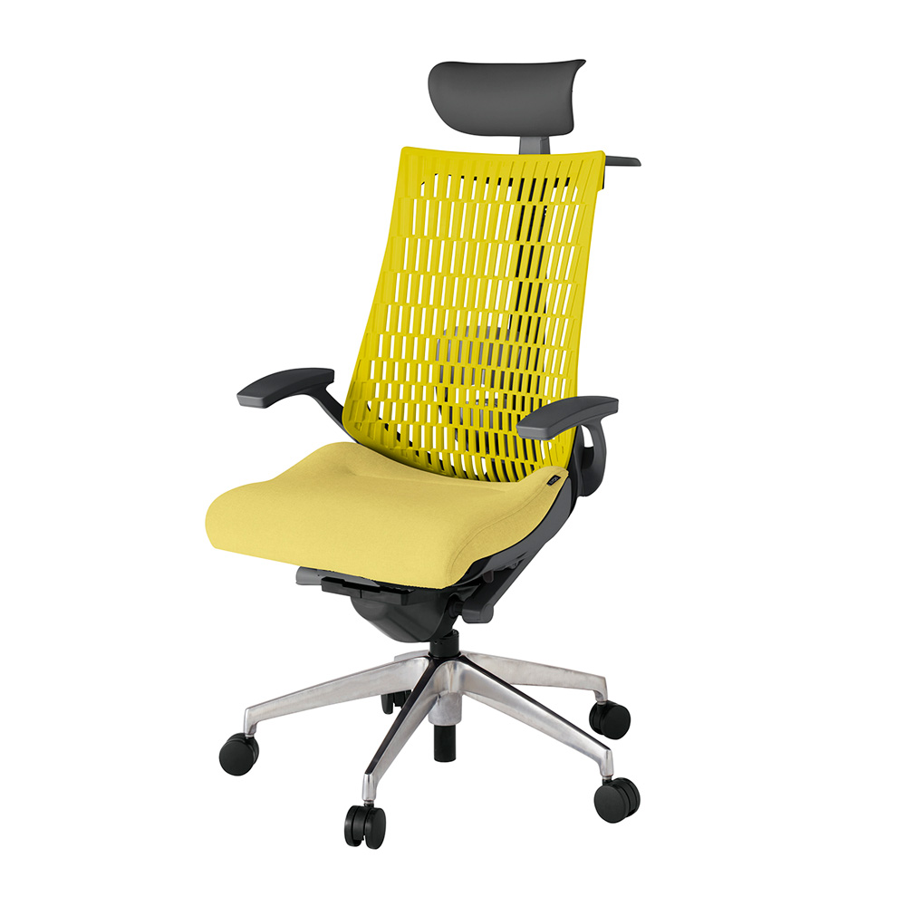 アクト2 KJ425SAYZDU6U5 エラストマバック テクスチャード ランバーサポート 固定肘 ヘッドサポート ( ビニール ) ハンガー ナイロンキャスター [ ベースカラー: ZD 張地カラー: U6U5 / イエロー  ]