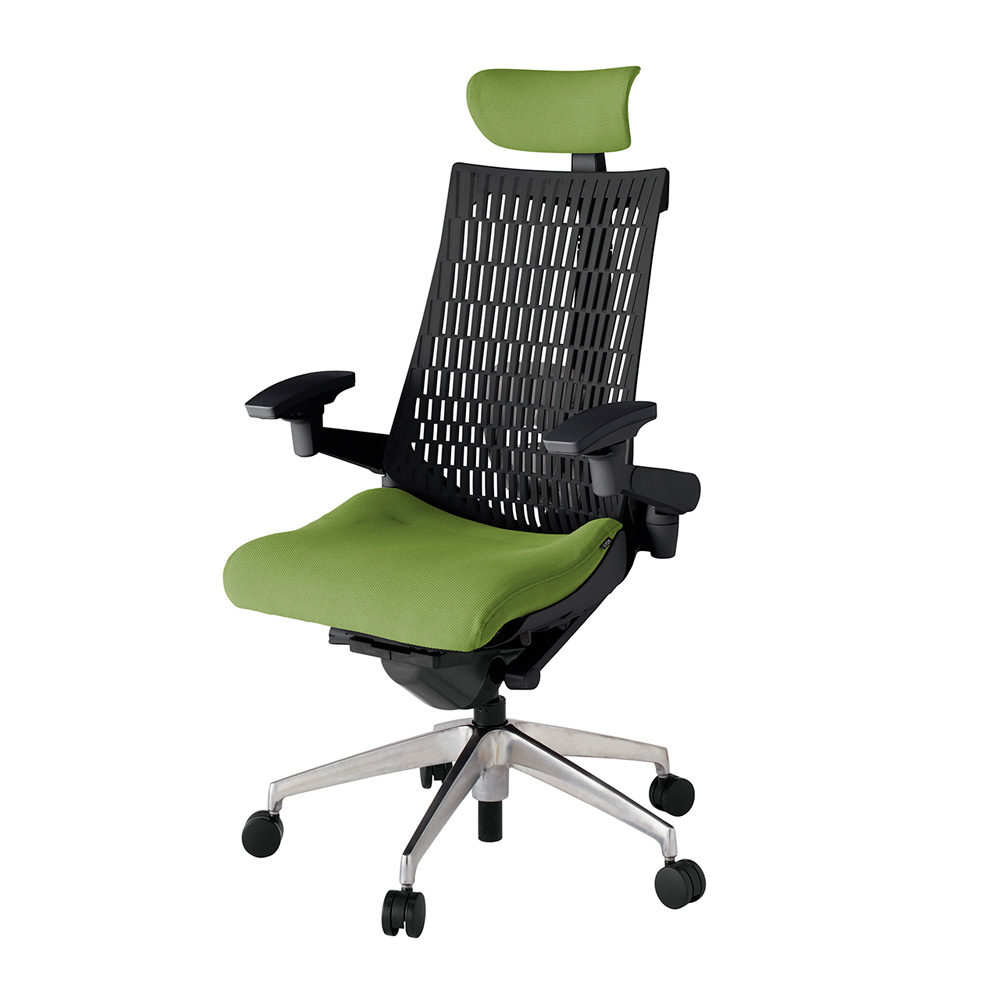 アクト2 KJ427PSEZTQ7T1 エラストマバック プレーン ランバーサポート 可動肘 ヘッドサポート ( クロス ) ナイロンキャスター [ ベースカラー: ZT 張地カラー: Q7 / グラスグリーン  ]