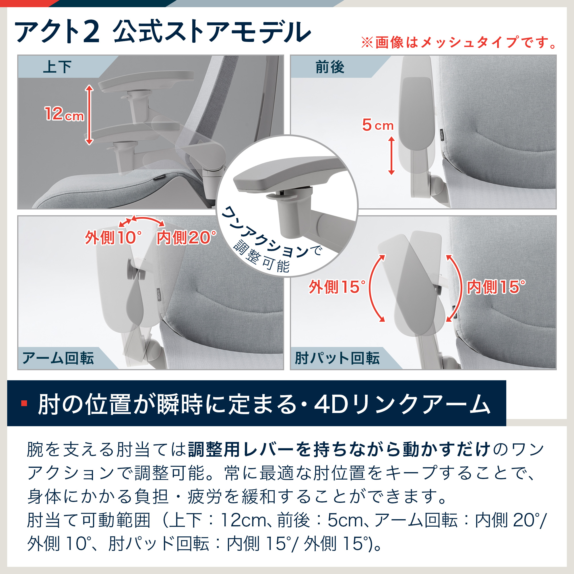 【 公式ストア限定モデル 】 アクト2 KJ427PV-GW6T6C エラストマバック 可動肘 ナイロンキャスター [ベースカラーGN / ライトグレーG ・張地カラー W6 / ライトグレーW ]