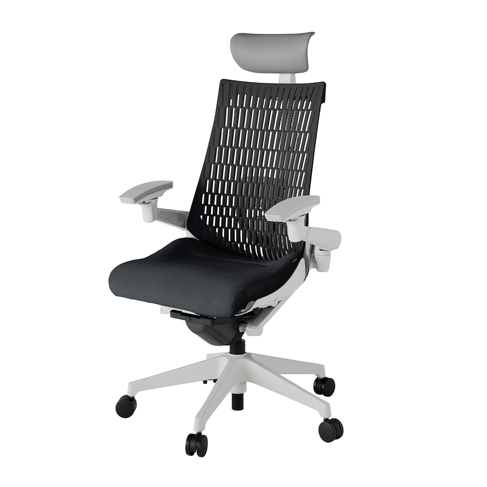アクト2 KJ427SAFGNT1T1 エラストマバック テクスチャード ランバーサポート 可動肘 ヘッドサポート ( ビニール ) ナイロンキャスター [ ベースカラー: GN 張地カラー: T1T1 / ブラック  ]
