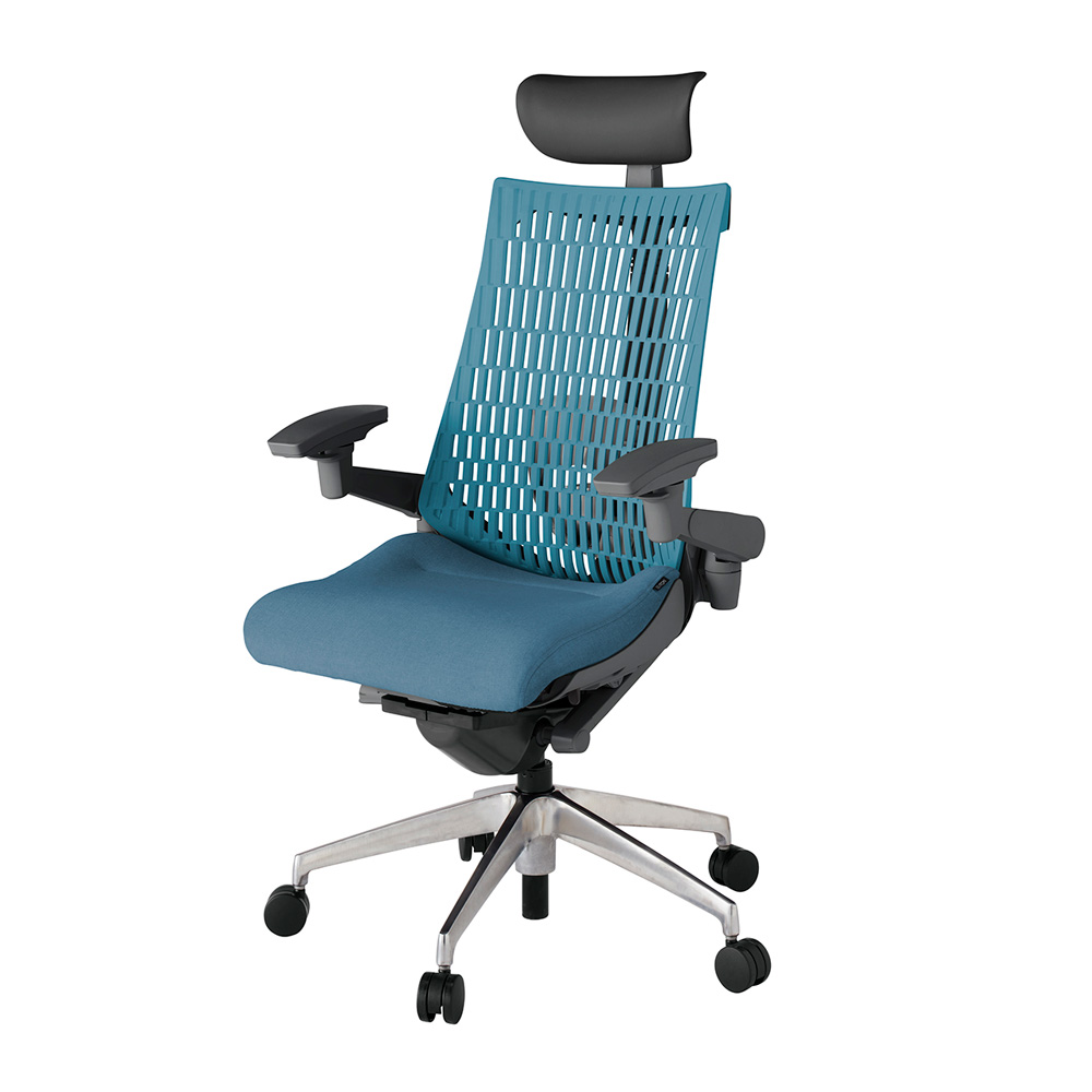 アクト2 KJ427SAFMZDB4A4 エラストマバック テクスチャード ランバーサポート 可動肘 ヘッドサポート ( ビニール ) ウレタンキャスター [ ベースカラー: ZD 張地カラー: B4A4 / ブルー  ]