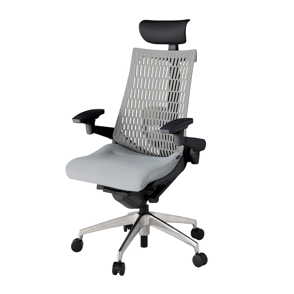 アクト2 KJ427SAFZTT7T6 エラストマバック テクスチャード ランバーサポート 可動肘 ヘッドサポート ( ビニール ) ナイロンキャスター [ ベースカラー: ZT 張地カラー: T7T6 / ホワイトグレー  ]