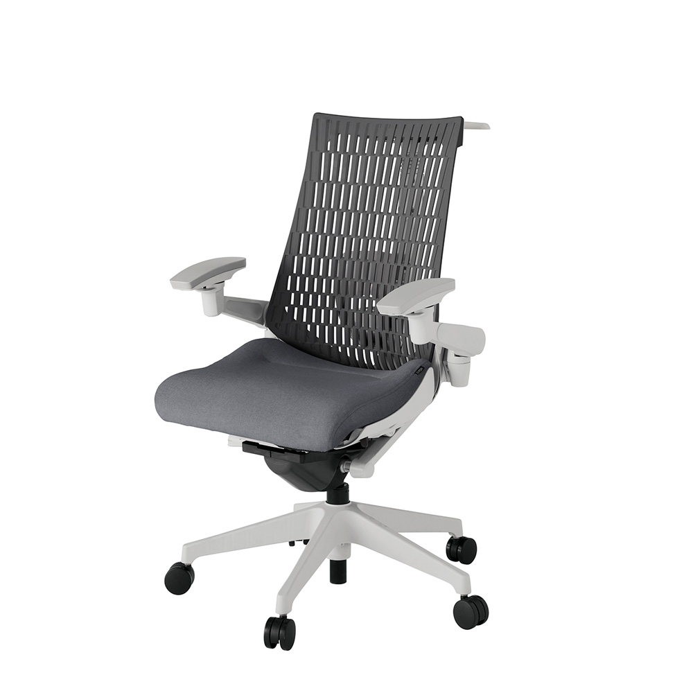 アクト2 KJ427SAHGNT3W2 エラストマバック テクスチャード ランバーサポート 可動肘 ハンガーナイロンキャスター[ ベースカラー: GN 張地カラー: T3W2 / ダークグレー  ]