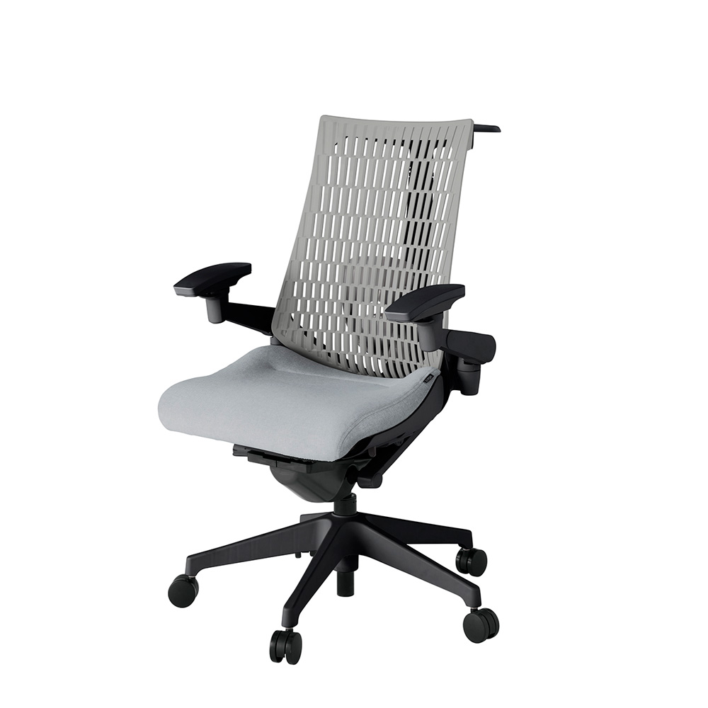 アクト2 KJ427SAHT1T7T6 エラストマバック テクスチャード ランバーサポート 可動肘 ハンガーナイロンキャスター[ ベースカラー: T1 張地カラー: T7T6 / ホワイトグレー  ]