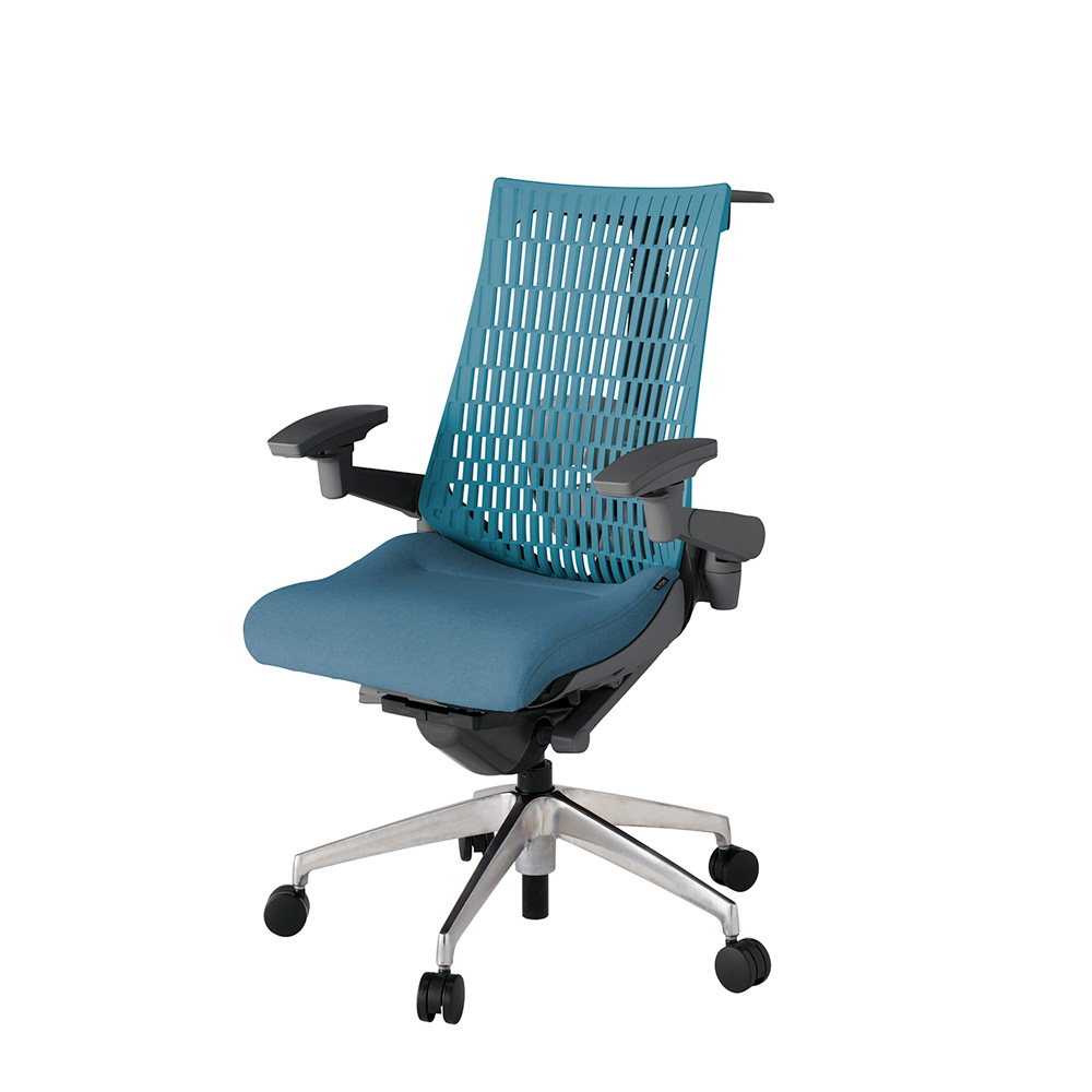 アクト2 KJ427SAHZDB4A4 エラストマバック テクスチャード ランバーサポート 可動肘 ハンガーナイロンキャスター [ ベースカラー: ZD 張地カラー: B4A4 / ブルー  ]