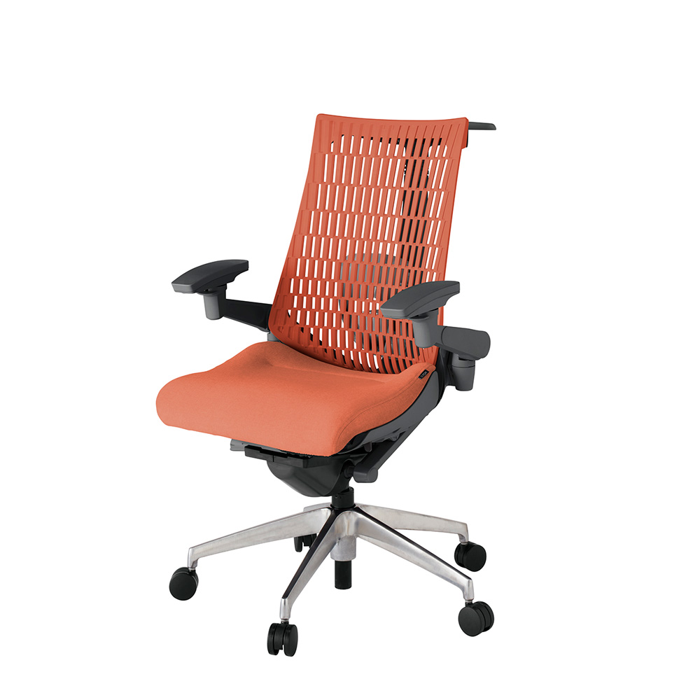 アクト2 KJ427SAHZDD4D4 エラストマバック テクスチャード ランバーサポート 可動肘 ハンガーナイロンキャスター [ ベースカラー: ZD 張地カラー: D4D4 / パーシモオレンジ  ]