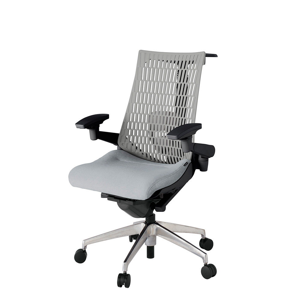 アクト2 KJ427SAHZTT7T6 エラストマバック テクスチャード ランバーサポート 可動肘 ハンガーナイロンキャスター [ ベースカラー: ZT 張地カラー: T7T6 / ホワイトグレー  ]