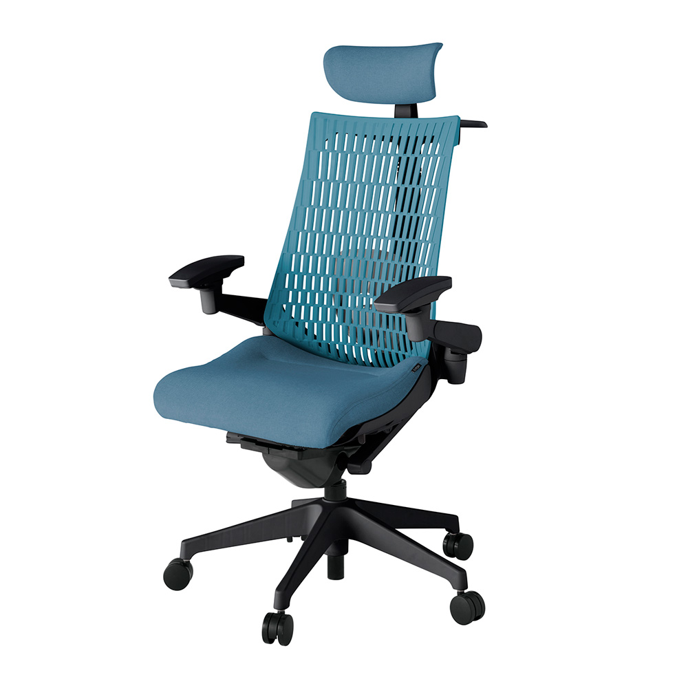 アクト2 KJ427SAXT1B4A4 エラストマバック テクスチャード ランバーサポート 可動肘 ヘッドサポート ( クロス ) ハンガー ナイロンキャスター [ ベースカラー: T1 張地カラー: B4A4 / ブルー  ]