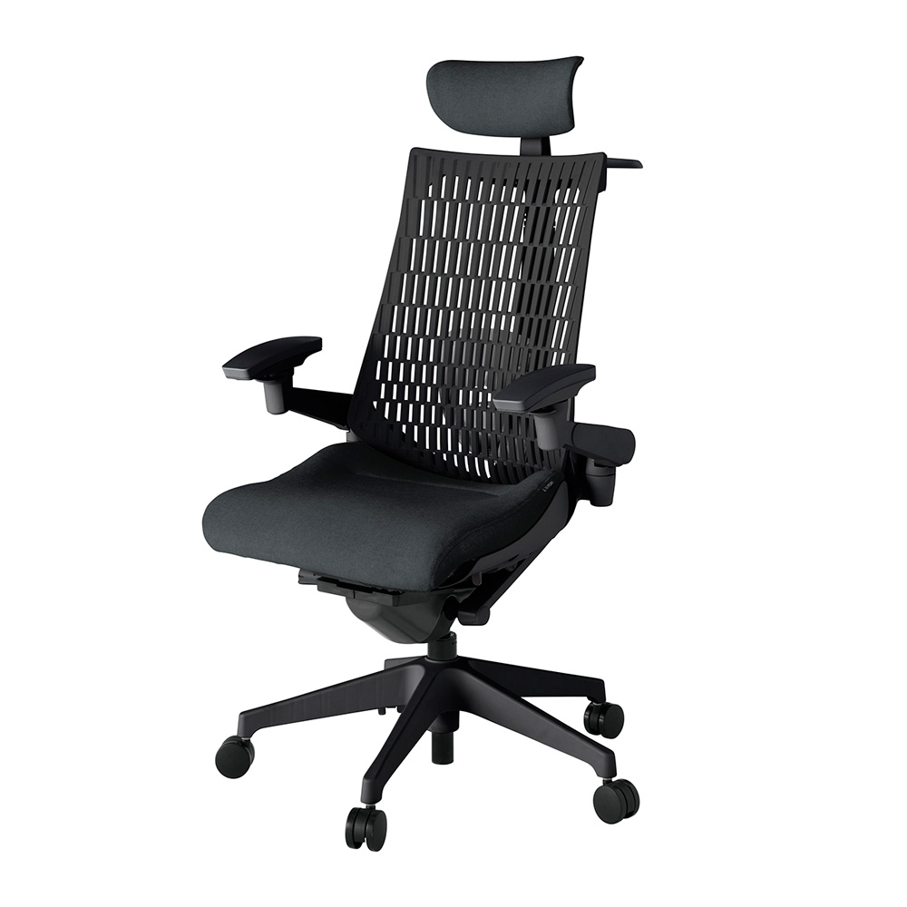 アクト2 KJ427SAXT1T1T1 エラストマバック テクスチャード ランバーサポート 可動肘 ヘッドサポート ( クロス ) ハンガー ナイロンキャスター [ ベースカラー: T1 張地カラー: T1T1 / ブラック  ]