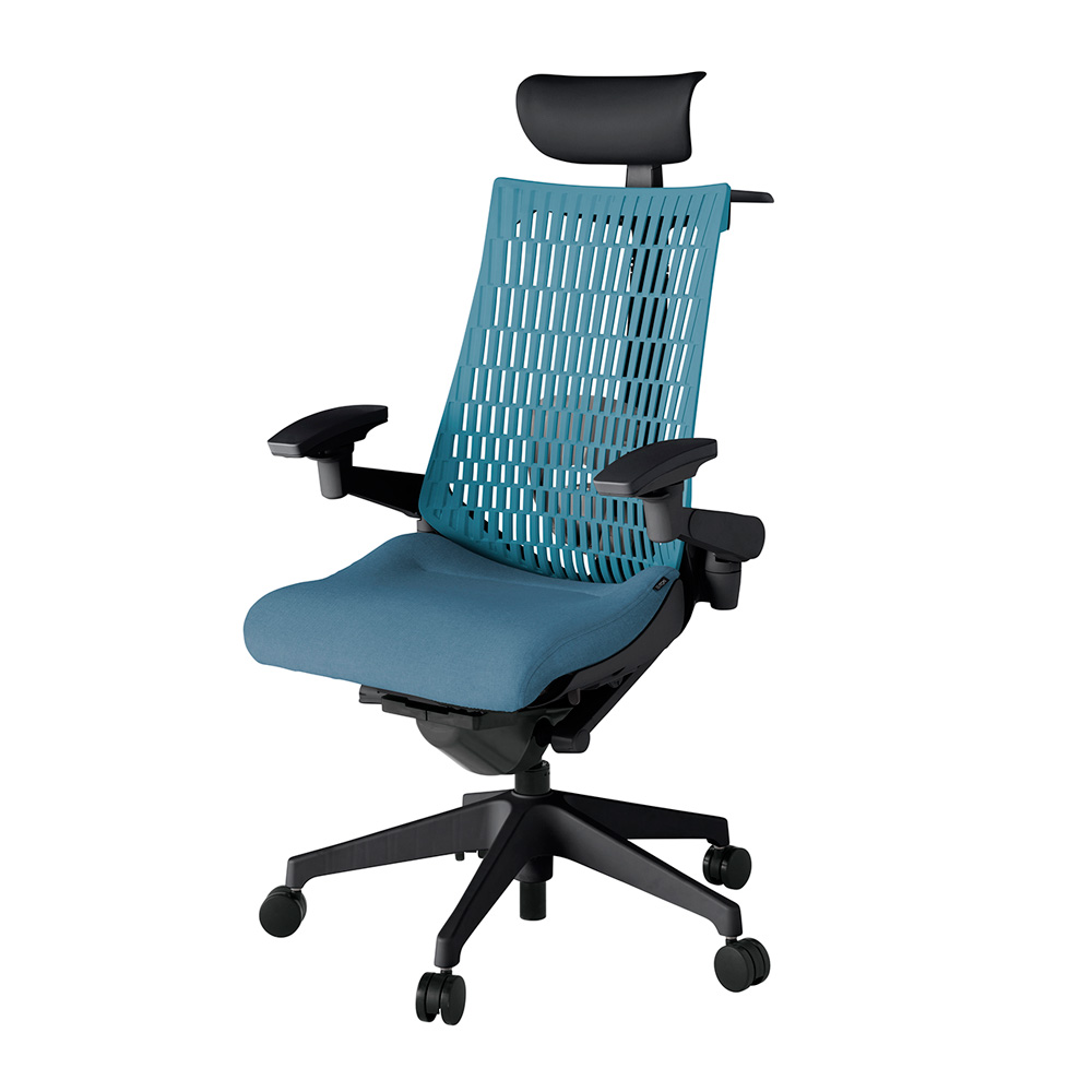 アクト2 KJ427SAYMT1B4A4 エラストマバック テクスチャード ランバーサポート 可動肘 ヘッドサポート ( ビニール ) ハンガー ウレタンキャスター [ ベースカラー: T1 張地カラー: B4A4 / ブルー  ]