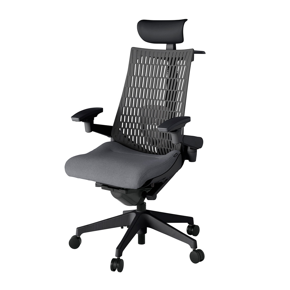 アクト2 KJ427SAYMT1T3W2 エラストマバック テクスチャード ランバーサポート 可動肘 ヘッドサポート ( ビニール ) ハンガー ウレタンキャスター [ ベースカラー: T1 張地カラー: T3W2 / ダークグレー  ]