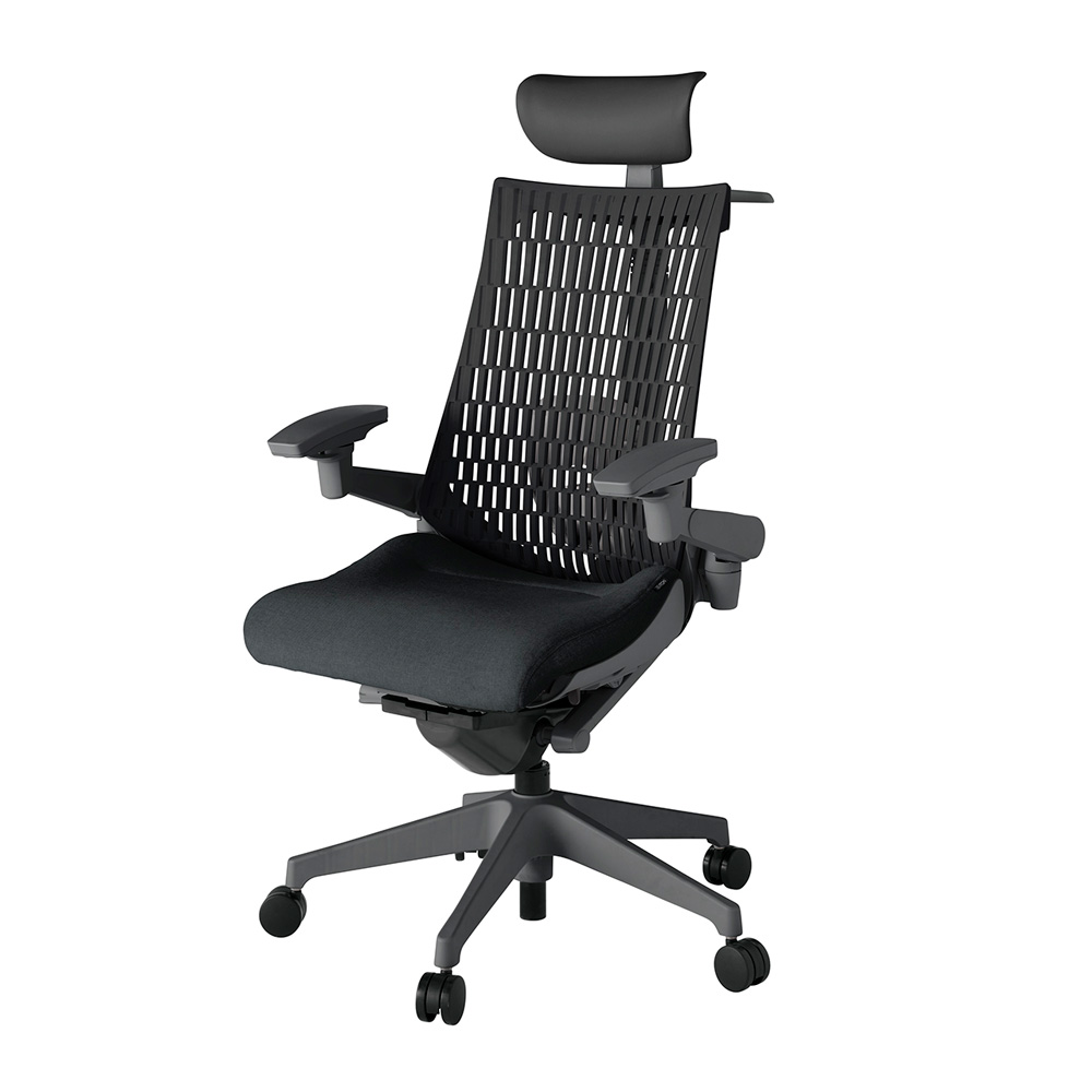 アクト2 KJ427SAYW2T1T1 エラストマバック テクスチャード ランバーサポート 可動肘 ヘッドサポート ( ビニール ) ハンガー ナイロンキャスター [ ベースカラー: W2 張地カラー: T1T1 / ブラック  ]