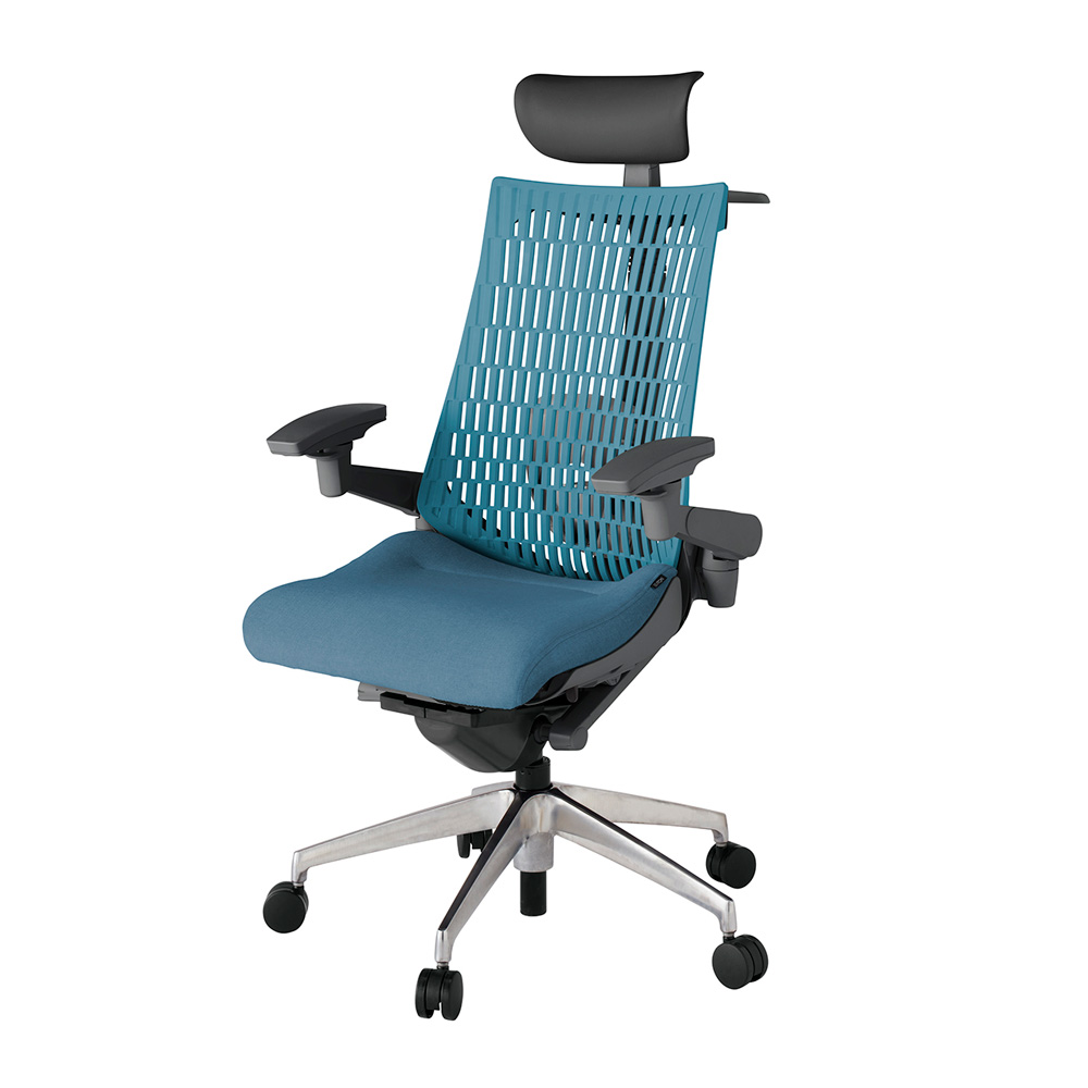 アクト2 KJ427SAYZDB4A4 エラストマバック テクスチャード ランバーサポート 可動肘 ヘッドサポート ( ビニール ) ハンガー ナイロンキャスター [ ベースカラー: ZD 張地カラー: B4A4 / ブルー  ]