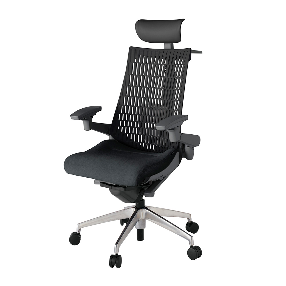 アクト2 KJ427SAYZDT1T1 エラストマバック テクスチャード ランバーサポート 可動肘 ヘッドサポート ( ビニール ) ハンガー ナイロンキャスター [ ベースカラー: ZD 張地カラー: T1T1 / ブラック  ]