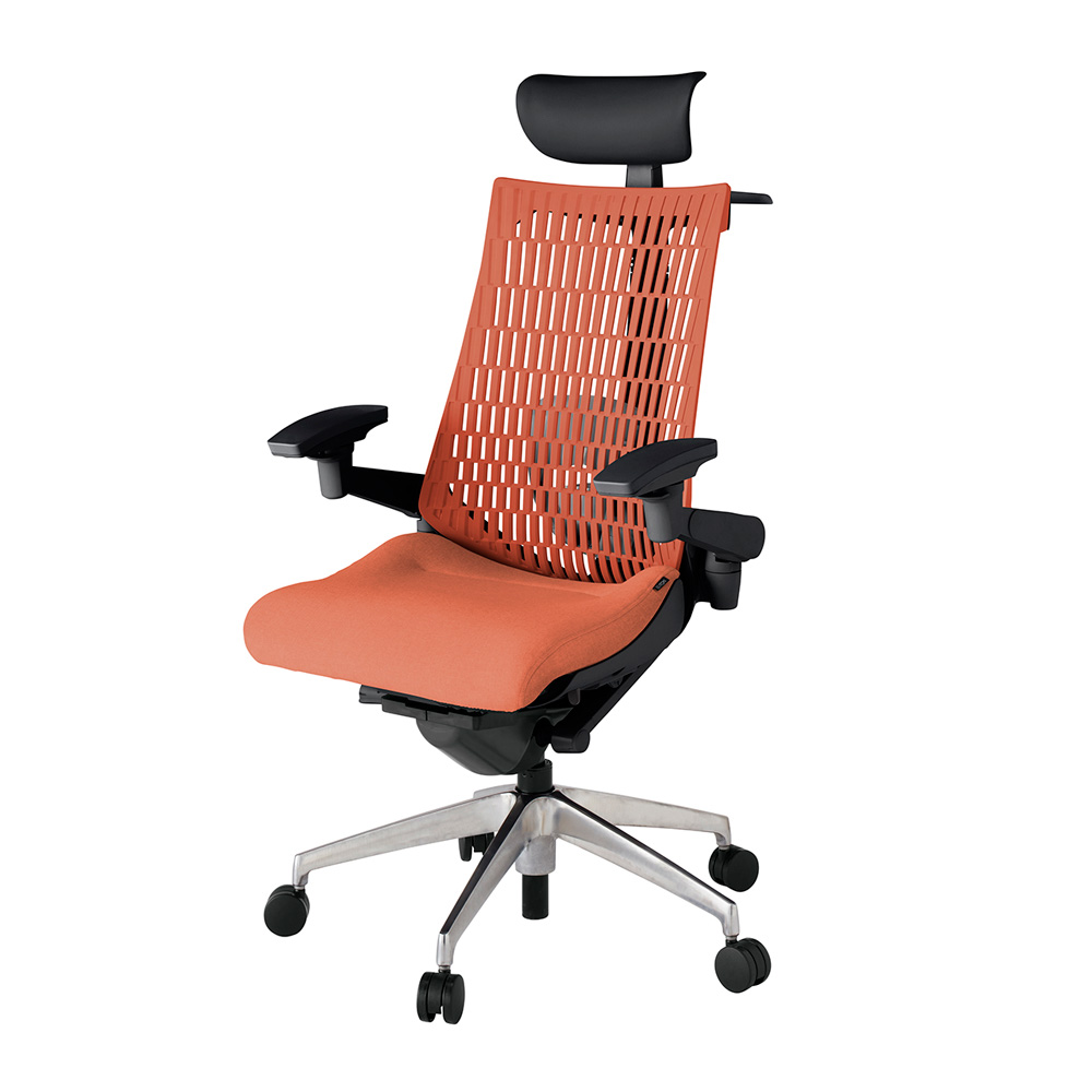アクト2 KJ427SAYZTD4D4 エラストマバック テクスチャード ランバーサポート 可動肘 ヘッドサポート ( ビニール ) ハンガー ナイロンキャスター [ ベースカラー: ZT 張地カラー: D4D4 / パーシモオレンジ  ]
