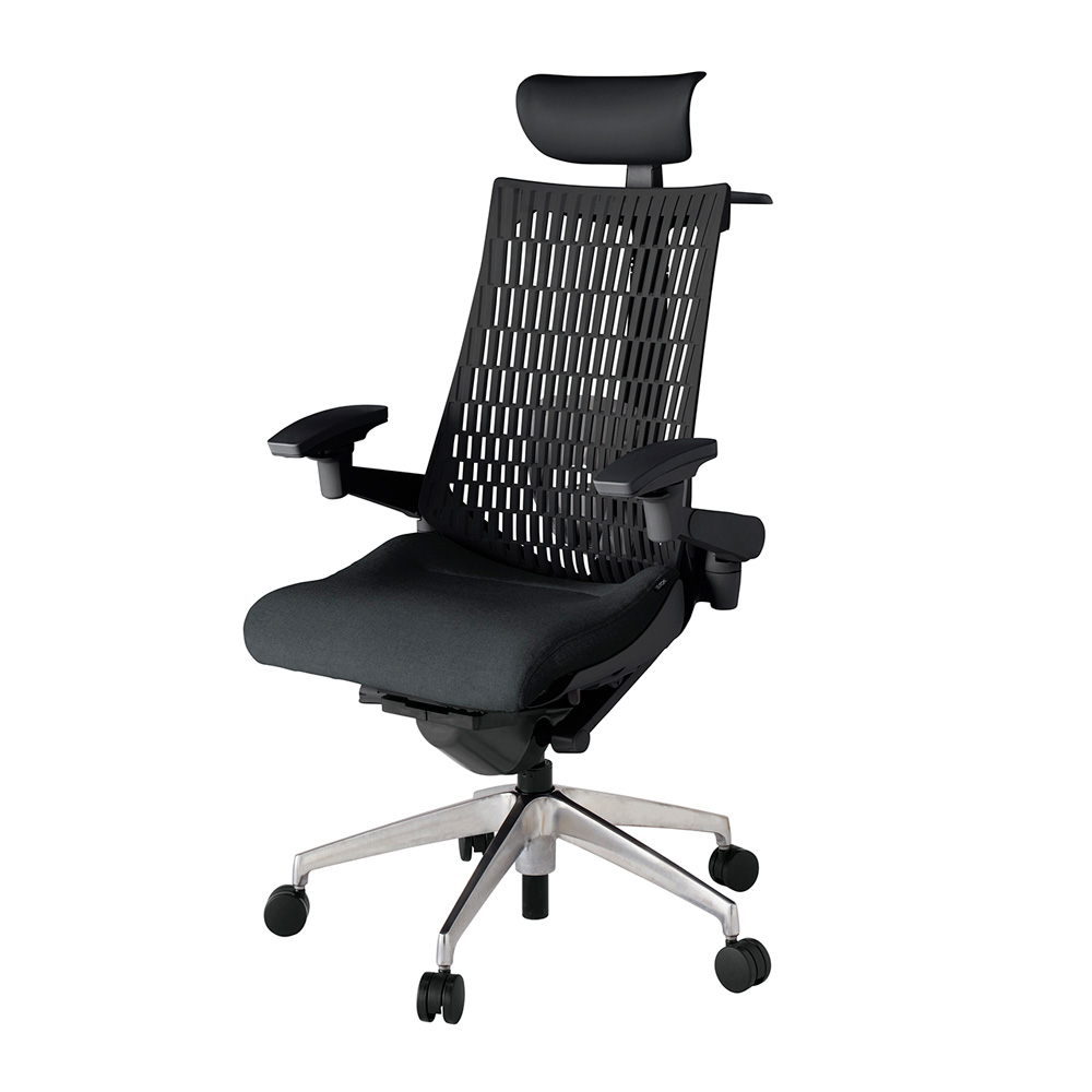 アクト2 KJ427SAYZTT1T1 エラストマバック テクスチャード ランバーサポート 可動肘 ヘッドサポート ( ビニール ) ハンガー ナイロンキャスター [ ベースカラー: ZT 張地カラー: T1T1 / ブラック  ]