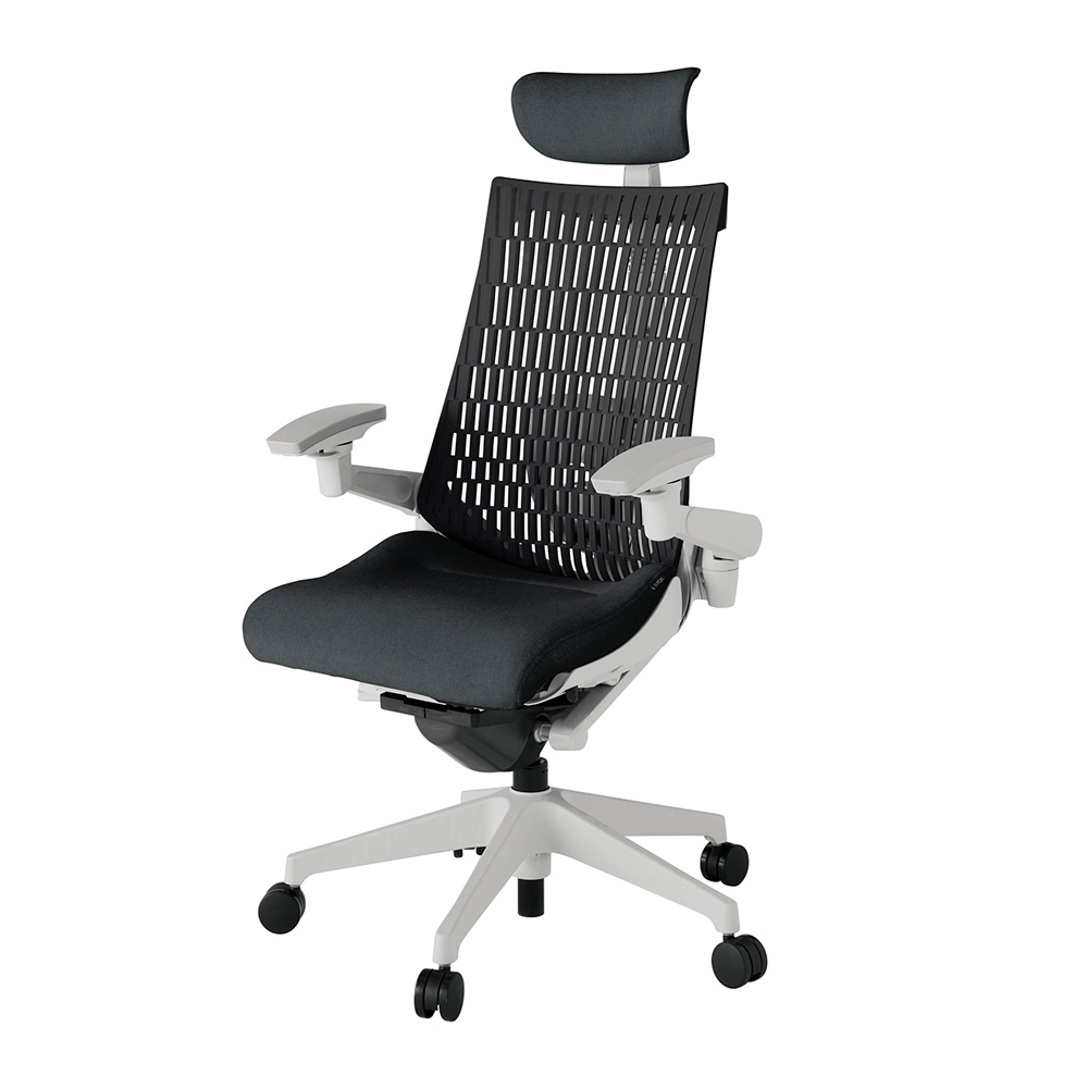 アクト2 KJ427SAEMGNT1T1 エラストマバック テクスチャード ランバーサポート 可動肘 ヘッドサポート ( クロス ) ウレタンキャスター [ ベースカラー: GN 張地カラー: T1T1 / ブラック  ]