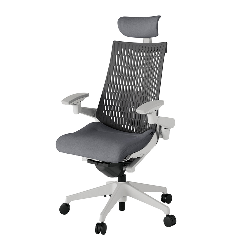 アクト2 KJ427SAEMGNT3W2 エラストマバック テクスチャード ランバーサポート 可動肘 ヘッドサポート ( クロス ) ウレタンキャスター [ ベースカラー: GN 張地カラー: T3W2 / ダークグレー  ]