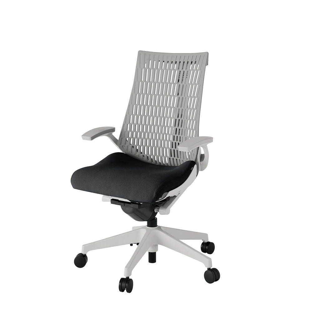 アクト2 KJ445PS-GNT1T6 エラストマバック プレーン 固定肘 ナイロンキャスター[ ベースカラー: GN 張地カラー: T1 / ブラック  ]