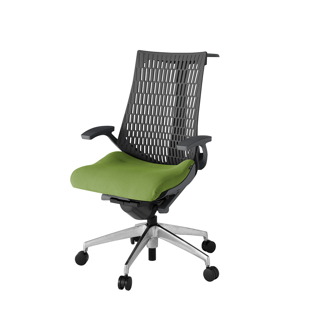 アクト2 KJ445PSHZDQ7W2 エラストマバック プレーン 固定肘 ハンガーナイロンキャスター[ ベースカラー: ZD 張地カラー: Q7 / グラスグリーン  ]