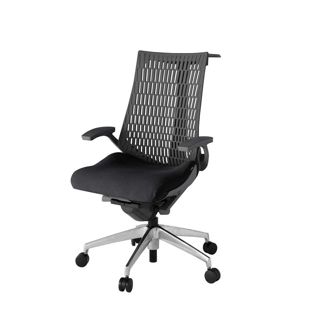 アクト2 KJ445PSHZDT1W2 エラストマバック プレーン 固定肘 ハンガーナイロンキャスター[ ベースカラー: ZD 張地カラー: T1 / ブラック  ]