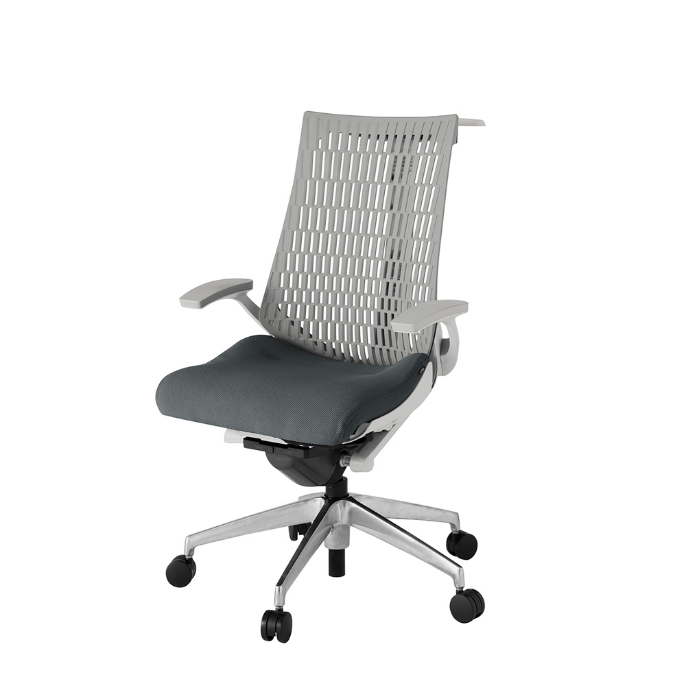 アクト2 KJ445PSHZNC3T6 エラストマバック プレーン 固定肘 ハンガーナイロンキャスター[ ベースカラー: ZN 張地カラー: C3 / ダークグレー  ]