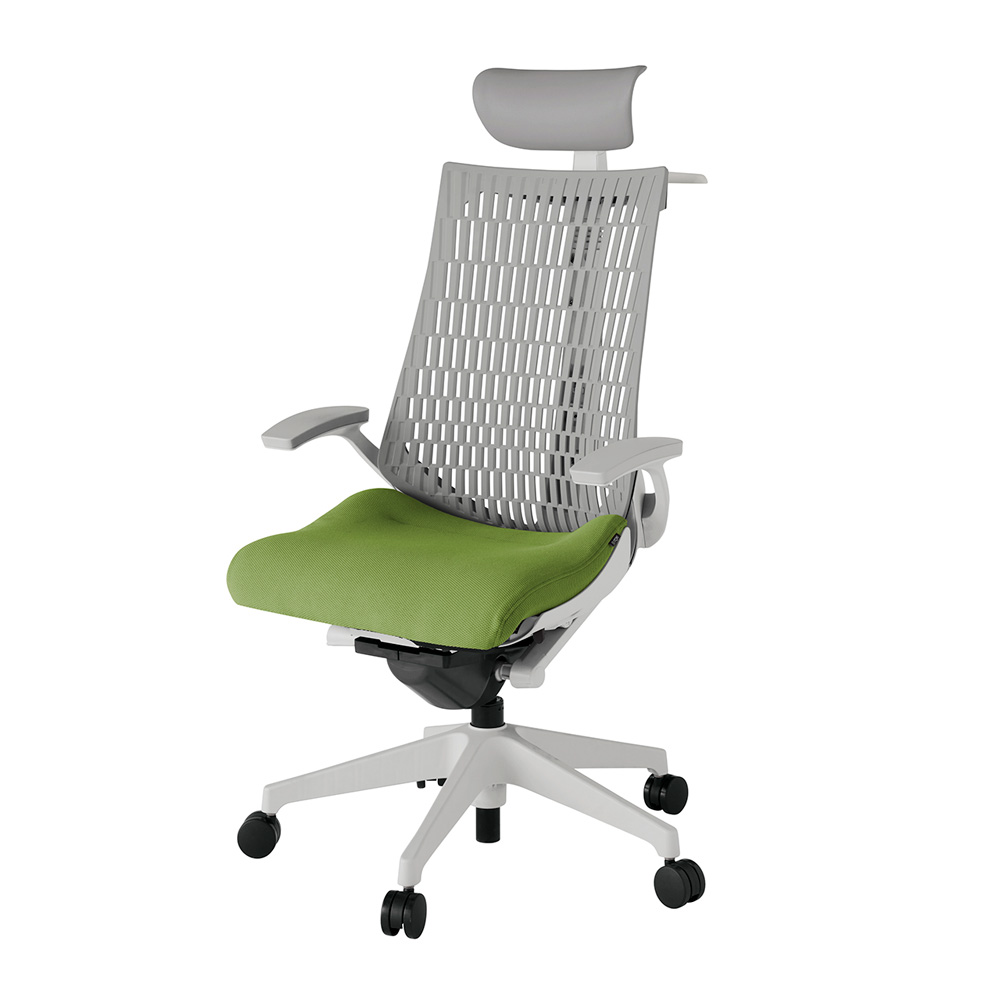 アクト2 KJ445PSYGNQ7T6 エラストマバック プレーン 固定肘 ヘッドサポート ( ビニール ) ハンガー ナイロンキャスター[ ベースカラー: GN 張地カラー: Q7 / グラスグリーン  ]