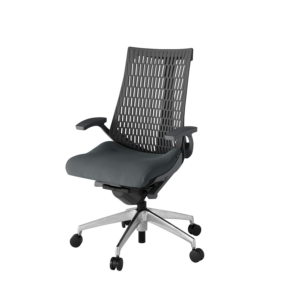 アクト2 KJ445PS-ZDC3W2 エラストマバック プレーン 固定肘 ナイロンキャスター[ ベースカラー: ZD 張地カラー: C3 / ダークグレー  ]