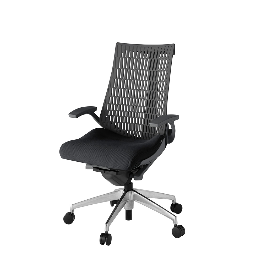 アクト2 KJ445PS-ZDT1W2 エラストマバック プレーン 固定肘 ナイロンキャスター[ ベースカラー: ZD 張地カラー: T1 / ブラック  ]