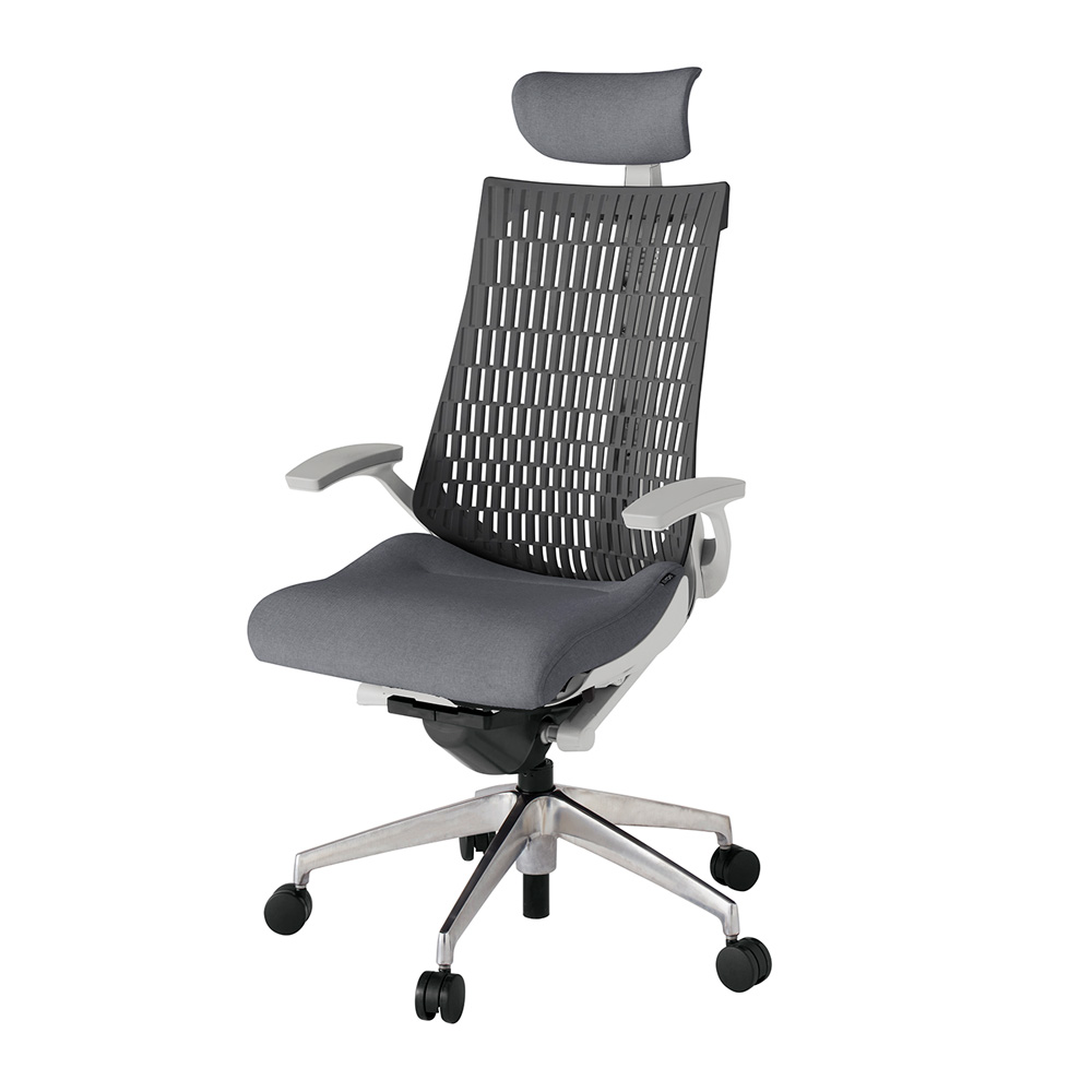 アクト2 KJ445SAEZNT3W2 エラストマバック テクスチャード 固定肘 ヘッドサポート ( クロス ) ナイロンキャスター[ ベースカラー: ZN 張地カラー: T3W2 / ダークグレー  ]