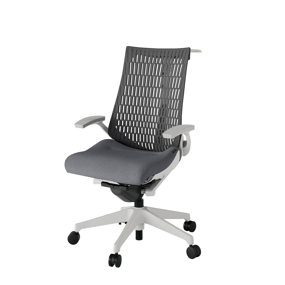 アクト2 KJ445SAHGNT3W2 エラストマバック テクスチャード 固定肘 ハンガーナイロンキャスター[ ベースカラー: GN 張地カラー: T3W2 / ダークグレー  ]