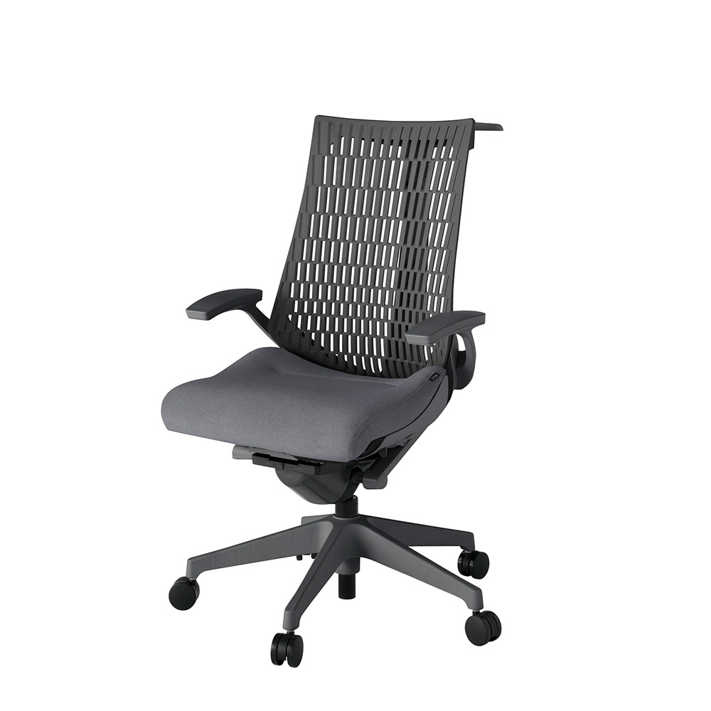 アクト2 KJ445SAHW2T3W2 エラストマバック テクスチャード 固定肘 ハンガーナイロンキャスター[ ベースカラー: W2 張地カラー: T3W2 / ダークグレー  ]