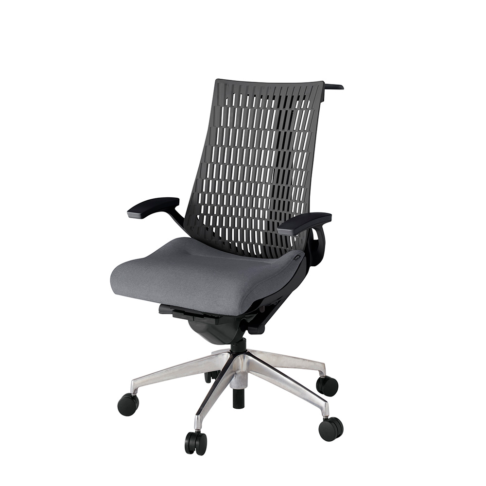 アクト2 KJ445SAHZTT3W2 エラストマバック テクスチャード 固定肘 ハンガーナイロンキャスター[ ベースカラー: ZT 張地カラー: T3W2 / ダークグレー  ]