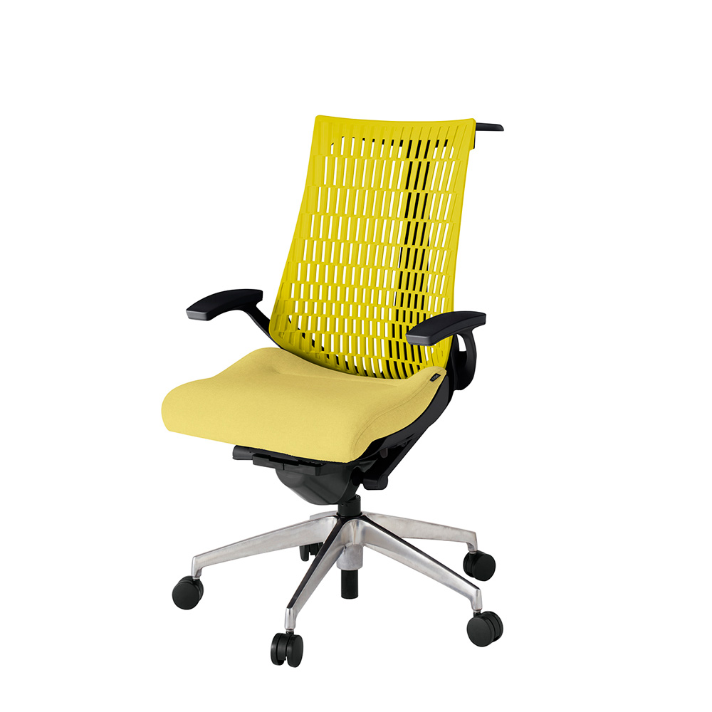 アクト2 KJ445SAHZTU6U5 エラストマバック テクスチャード 固定肘 ハンガーナイロンキャスター[ ベースカラー: ZT 張地カラー: U6U5 / イエロー  ]