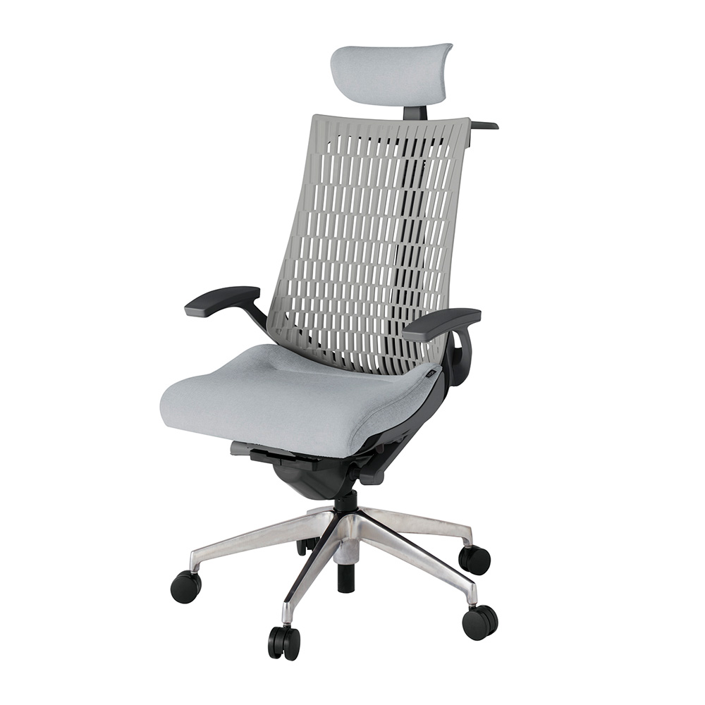 アクト2 KJ445SAXZDT7T6 エラストマバック テクスチャード 固定肘 ヘッドサポート ( クロス ) ハンガー ナイロンキャスター[ ベースカラー: ZD 張地カラー: T7T6 / ホワイトグレー  ]