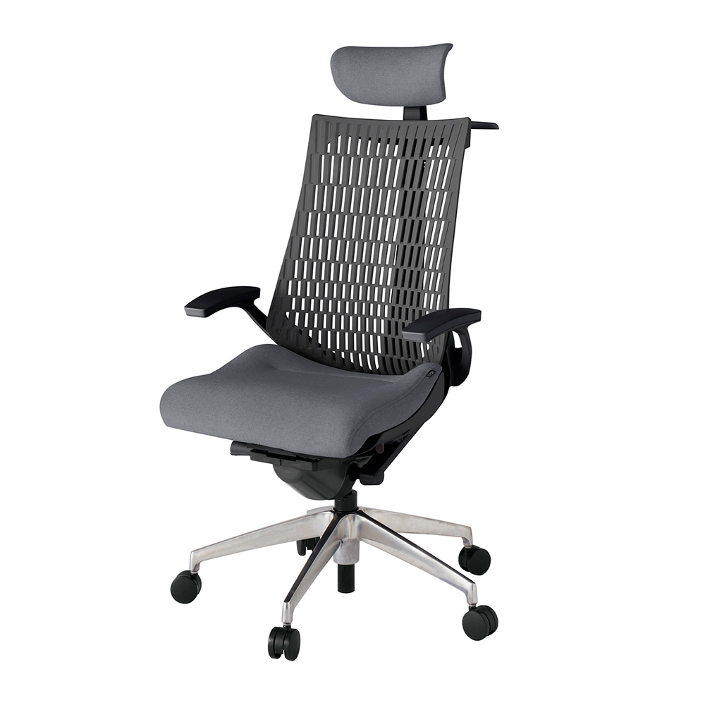 アクト2 KJ445SAXZTT3W2 エラストマバック テクスチャード 固定肘 ヘッドサポート ( クロス ) ハンガー ナイロンキャスター[ ベースカラー: ZT 張地カラー: T3W2 / ダークグレー  ]