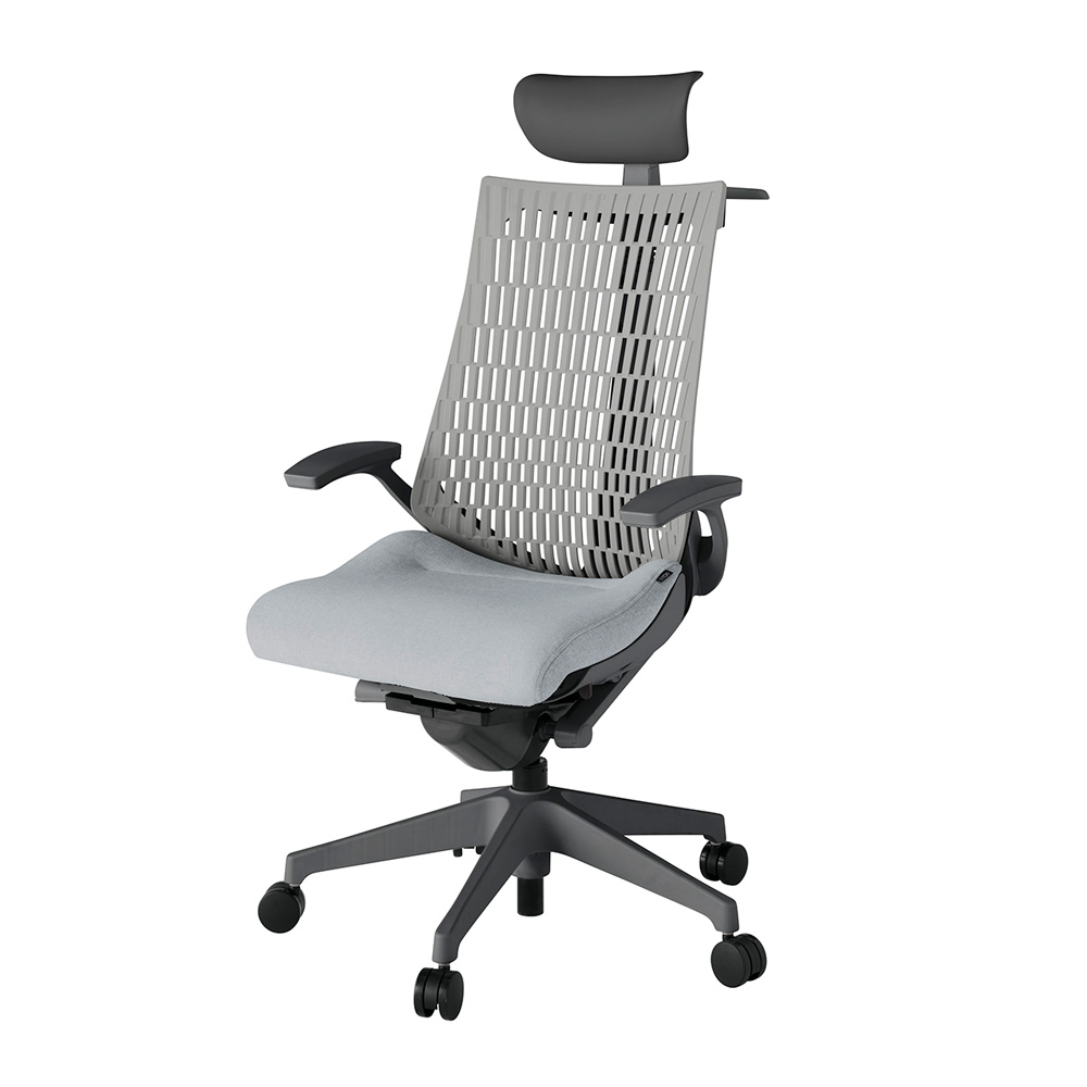 アクト2 KJ445SAYW2T7T6 エラストマバック テクスチャード 固定肘 ヘッドサポート ( ビニール ) ハンガー ナイロンキャスター[ ベースカラー: W2 張地カラー: T7T6 / ホワイトグレー  ]