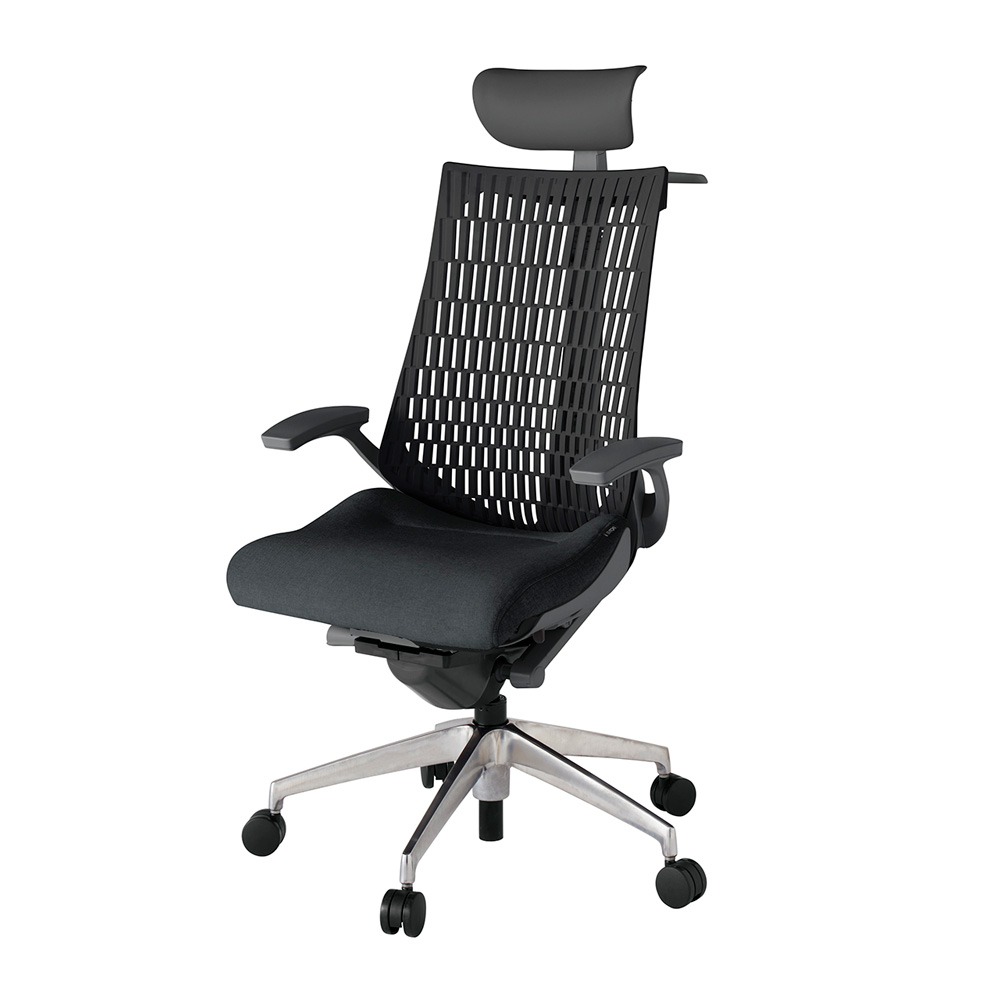 アクト2 KJ445SAYZDT1T1 エラストマバック テクスチャード 固定肘 ヘッドサポート ( ビニール ) ハンガー ナイロンキャスター[ ベースカラー: ZD 張地カラー: T1T1 / ブラック  ]