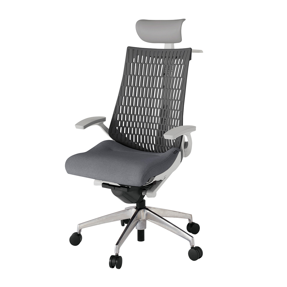 アクト2 KJ445SAYZNT3W2 エラストマバック テクスチャード 固定肘 ヘッドサポート ( ビニール ) ハンガー ナイロンキャスター[ ベースカラー: ZN 張地カラー: T3W2 / ダークグレー  ]