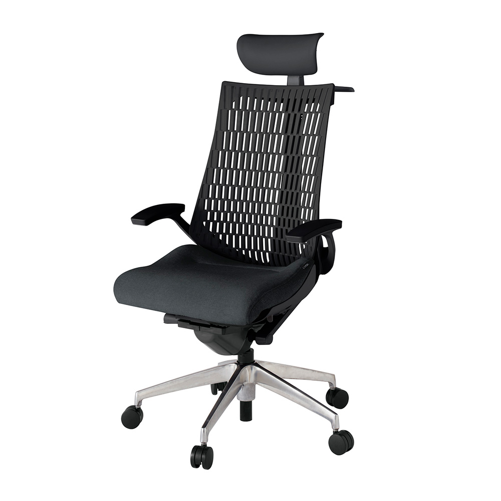 アクト2 KJ445SAYZTT1T1 エラストマバック テクスチャード 固定肘 ヘッドサポート ( ビニール ) ハンガー ナイロンキャスター[ ベースカラー: ZT 張地カラー: T1T1 / ブラック  ]